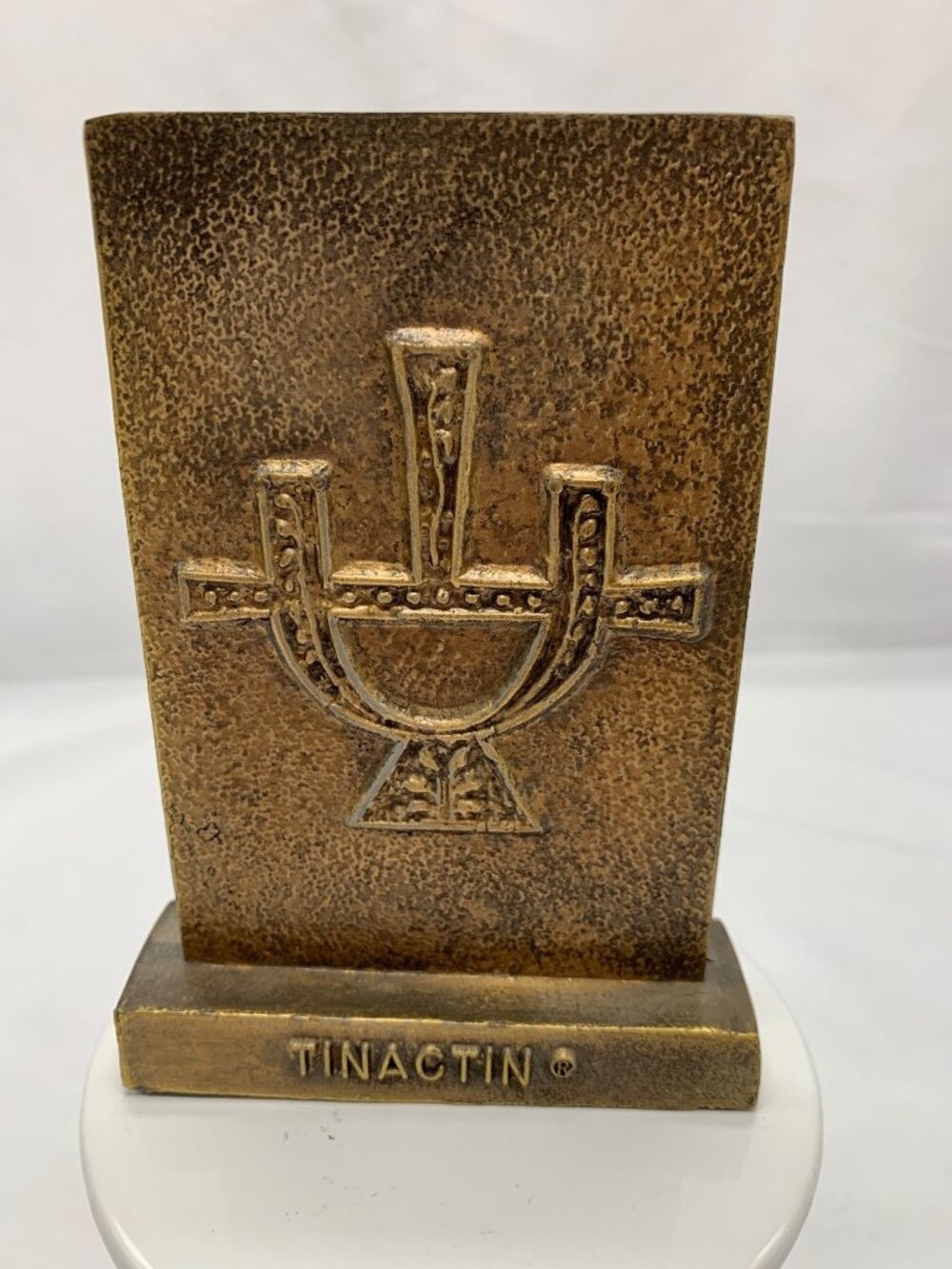 Vintage 1978 Tinactin Secundum Artem Bronze Plaque Paperweight Engraved Relief